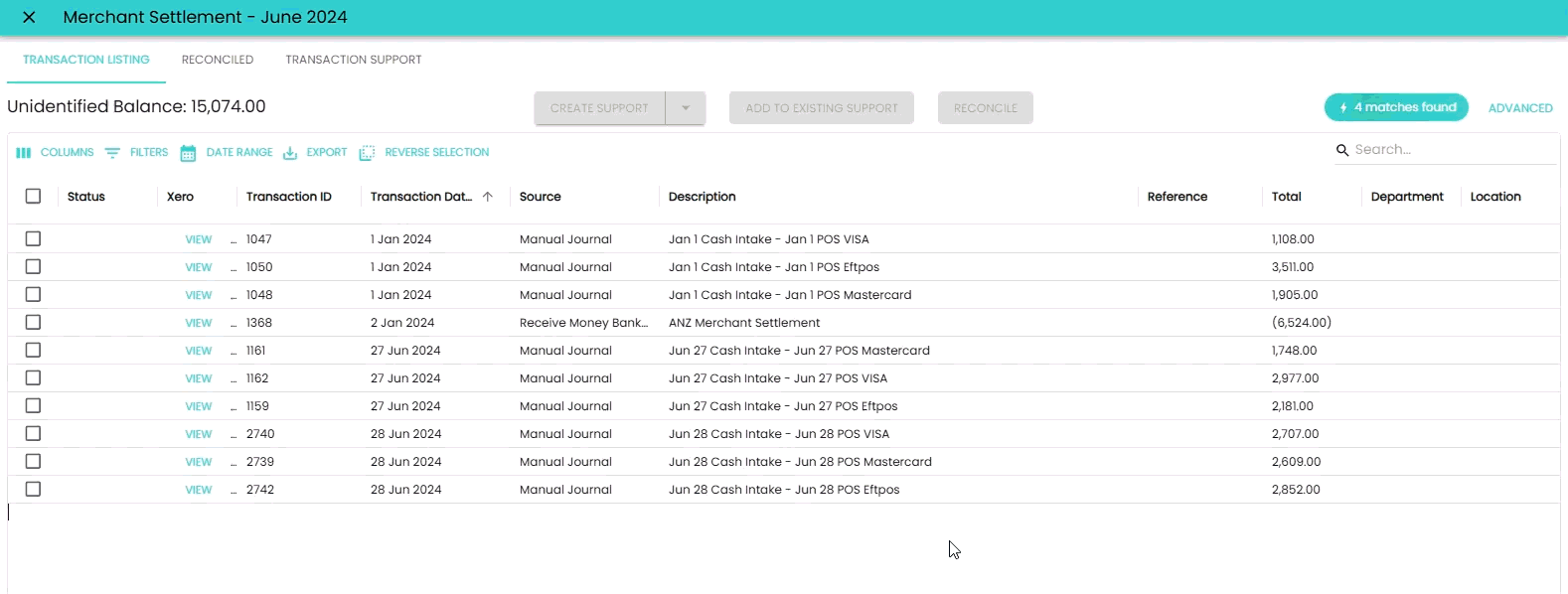 Transaction clearing in RecHound